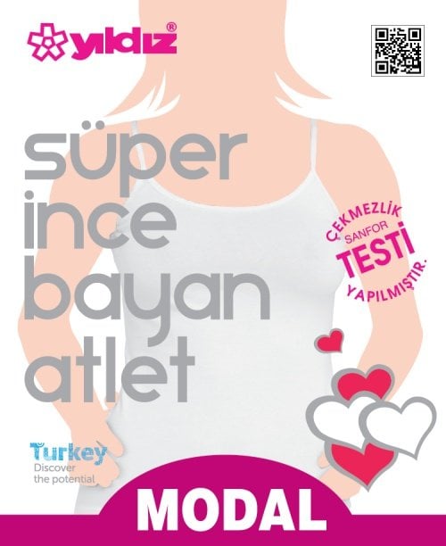 Yıldız Kadın  Süper İnce İp Askılı Atlet 2245 XXL - Beyaz