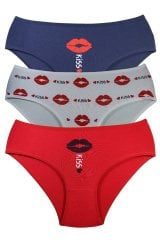 Cottondance Kadın Renkli Yüksek Bel Büyük Beden Külot 3'lü Mix Paket XXL