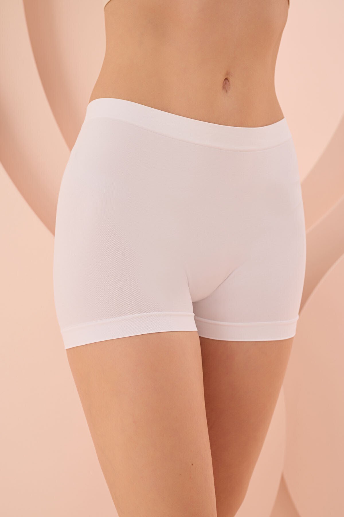 Nbb Kadın Dikişsiz Boxer Şort 2008 M - Beyaz