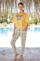 Jiber Kadın Sarı Pijama Takımı 10016