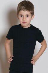 Goldenbay Uniseks Erkek/Kız Çocuk Termal Kısa Kol İçlik (2539) 10-12 - Siyah