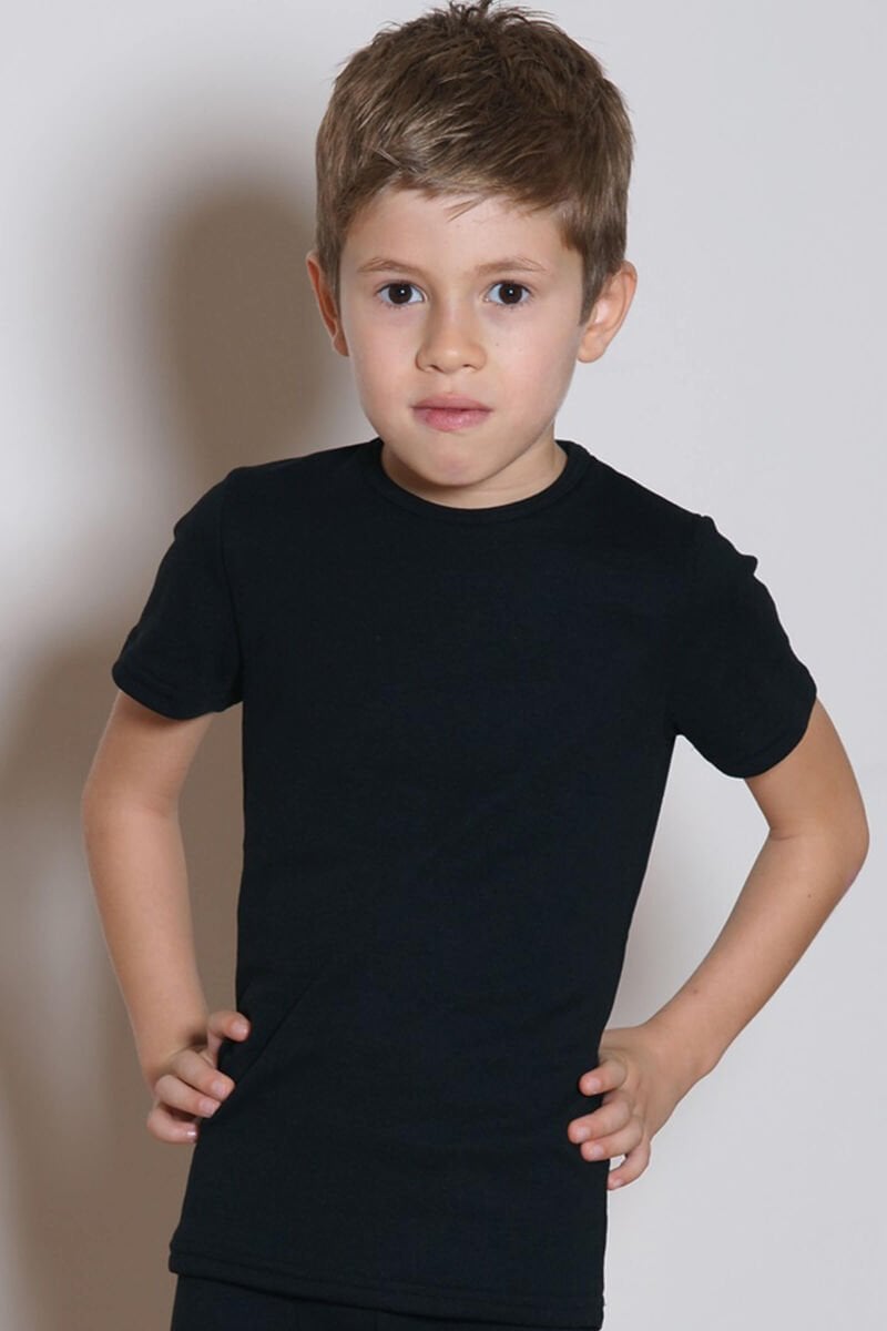 Goldenbay Uniseks Erkek/Kız Çocuk Termal Kısa Kol İçlik (2539) 12-14 - Siyah