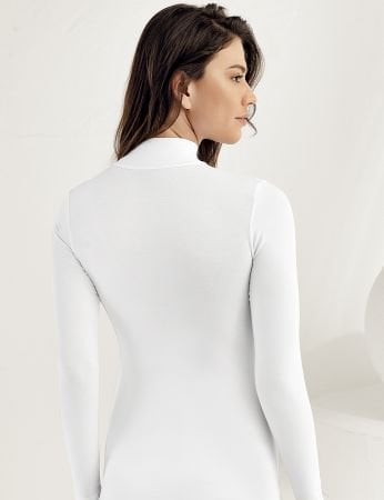 Şahinler Uzun Kollu Balıkçı Yaka Body Beyaz MB1036-BY