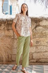 Jiber Kadın Sarı Çiçekli Pijama Takımı 10019 XL - Yeşil