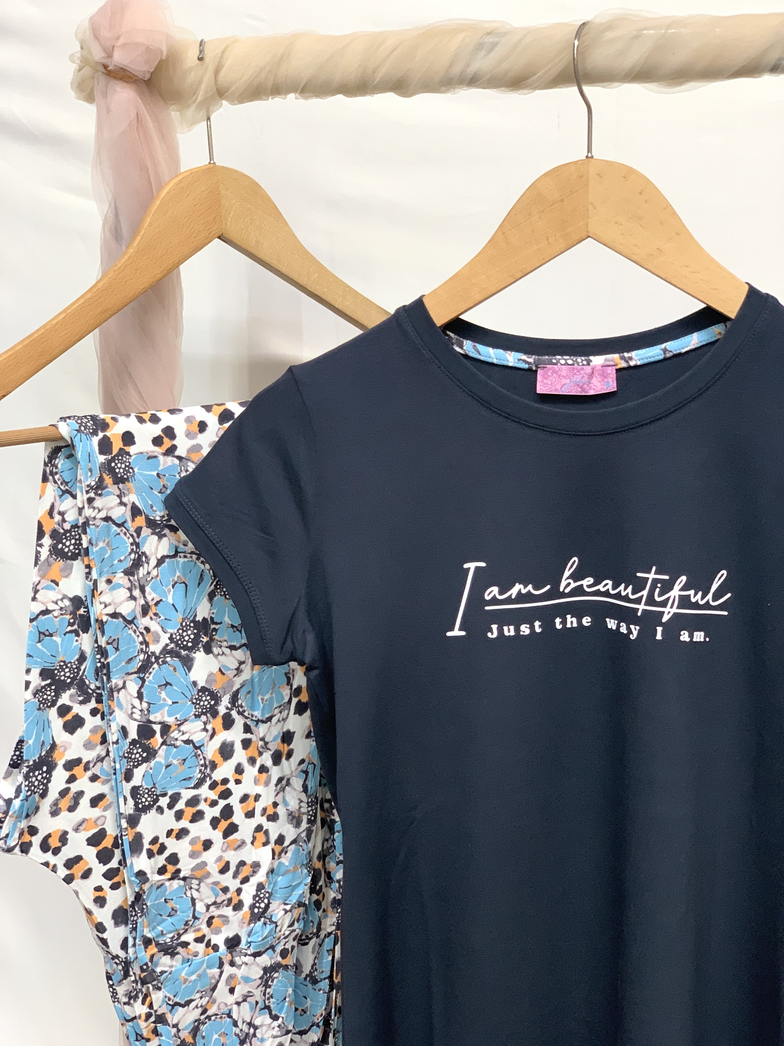 Kadın Füme Baskılı Yarım Kol Viskon Pijama Takımı 10120