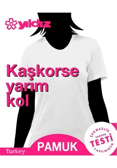 Yıldız Kaşkorse Kısa Kol Kadın Fanila 3017 XXXL - Beyaz