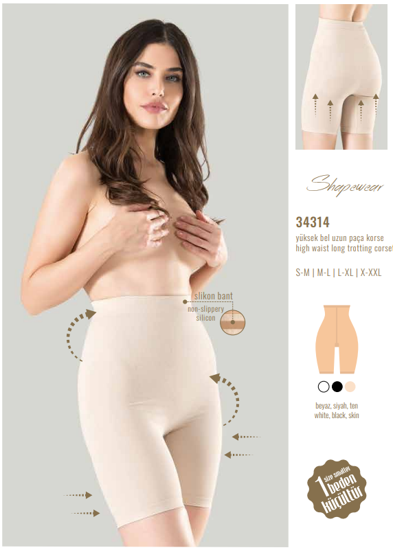 Miss Fit Mideli Yüksek Bel Kadın Uzun Paçalı Korse 34314