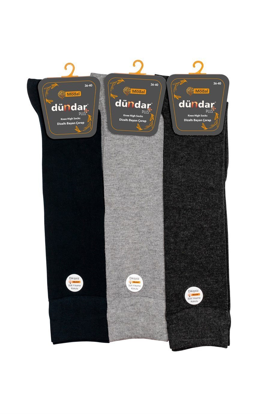 Dündar Siyah Dizaltı Bayan Çorap 12'li 36-40 Asorti