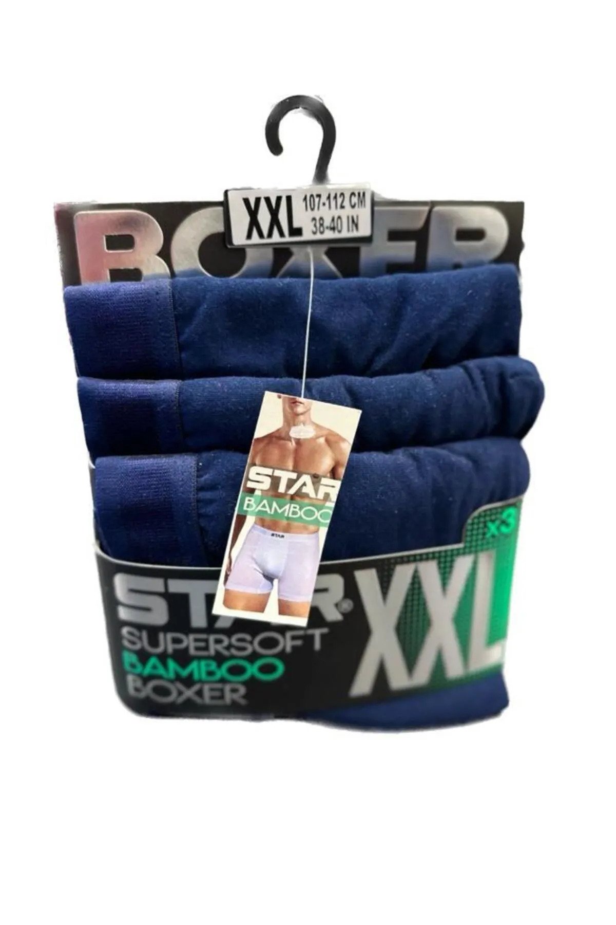 STAR Erkek Bambu Ultrasoft 3'lü Boxer 3XL - Lacivert