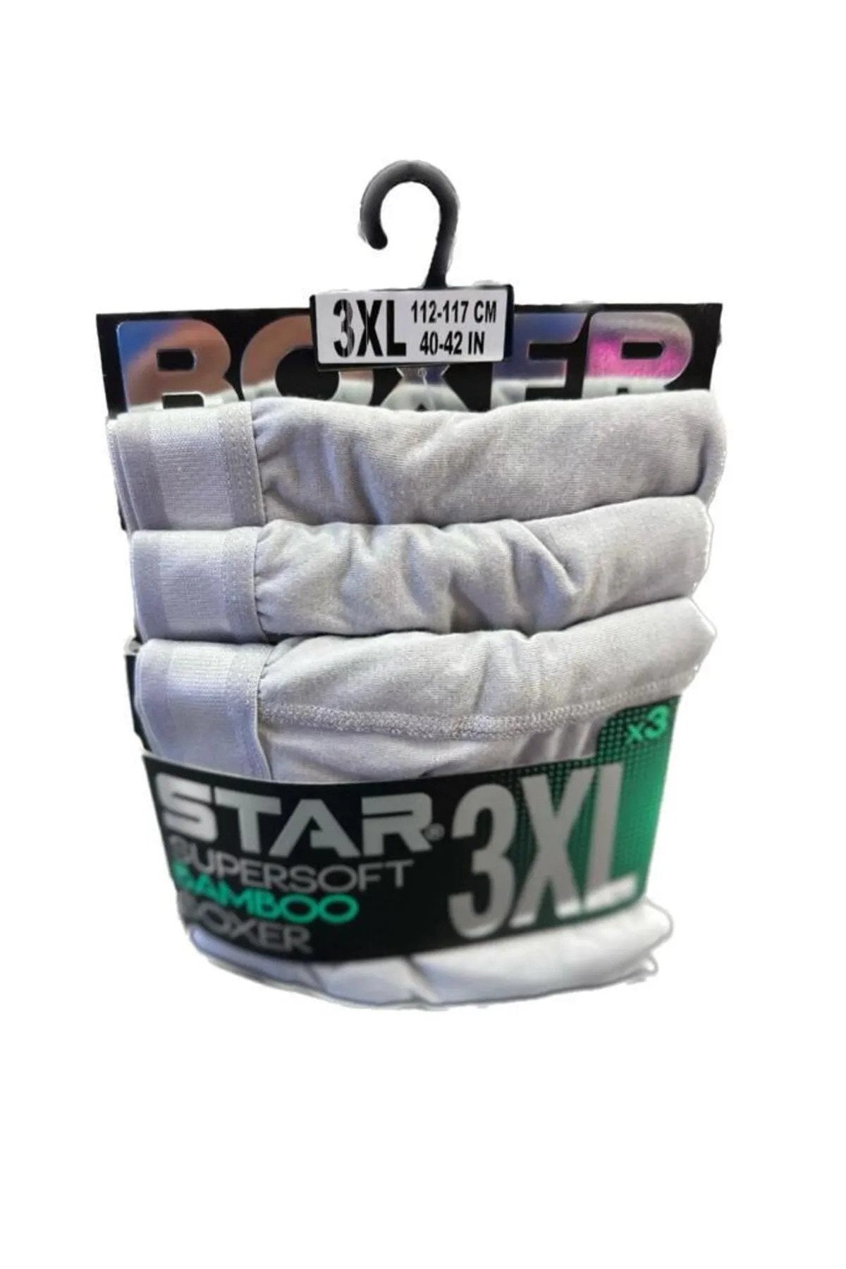 STAR Erkek Bambu Ultrasoft 3'lü Boxer S - Gri