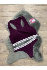 Hnx Kadın Pedli Mor Sporcu Sütyen Tanga Set