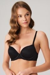 Anıl Kadın Balenli Extra Destekli Dolgulu Askıları Çıkabilen Günlük Klasik T-Shirt Sütyeni 3667 Siyah - 80B