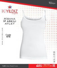 İki Yıldız Ribana Geniş Askılı Kadın Atlet 470 3XL - Beyaz