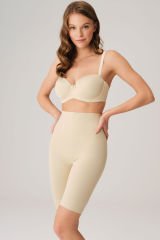 Anıl Kadın Toparlayıcı Bel ve Bacak İnceltici Dikişli Uzun Paçalı Orta Bel Sıkı Şort Korse 2445 44 - Ten Rengi
