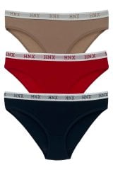 Hnx 3'lü Spor Slip Külot Lacivert-Kırmızı-kahverengi