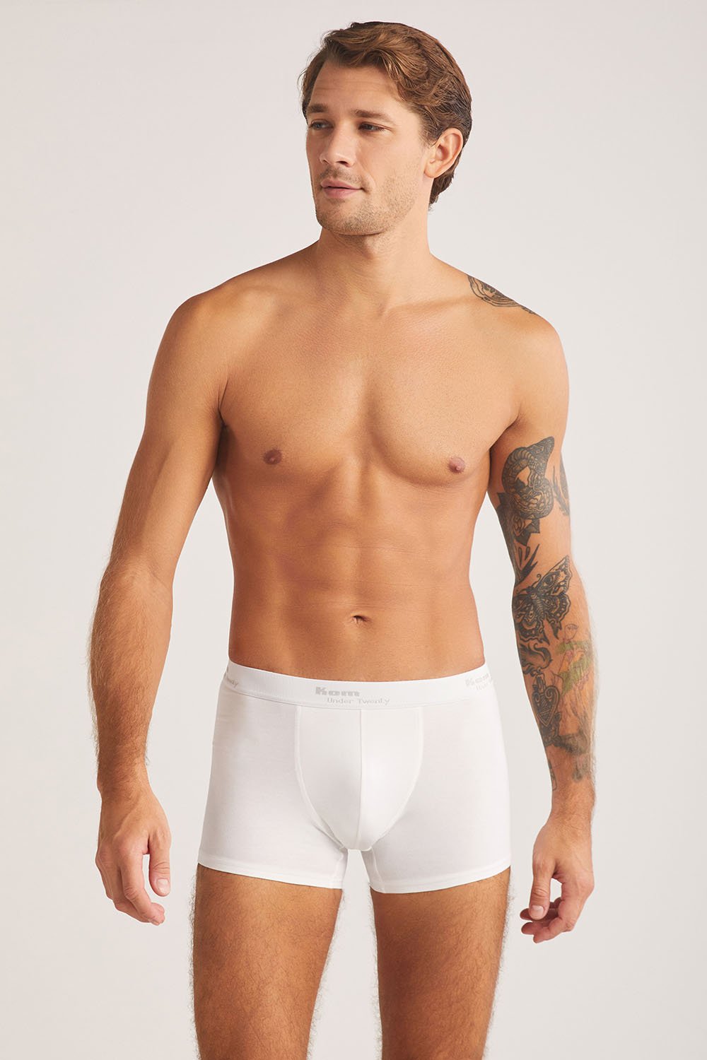KOM Tight Pamuklu 2 li Erkek Boxer S - Beyaz