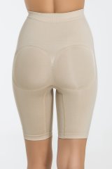 Miss Fit Kadın Siyah Dikişsiz Yüksek Bel Silikon Kaydırmaz Boxer Korse 1 Beden Inceltici 34314 Ten Rengi - L/XL