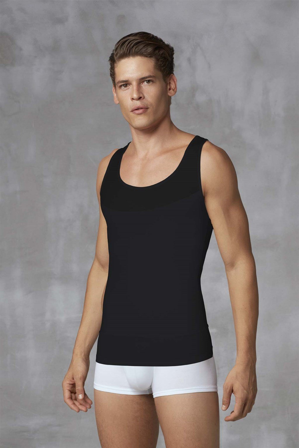 Doreanse Erkek Pamuklu Göğüs Sıkıştırma ve Vücut Şekillendirici Atlet Korse 5965 4XL - Siyah