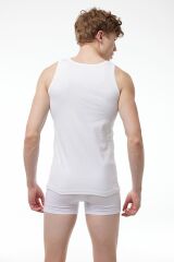 Malabadi Erkek Beyaz 6 Lı Paket %100 Pamuk Ribana Atlet 034-E M - Beyaz