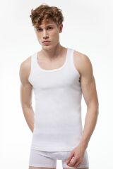 Malabadi Erkek Beyaz 6 Lı Paket %100 Pamuk Ribana Atlet 034-E M - Beyaz