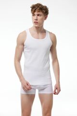 Malabadi Erkek Beyaz 6 Lı Paket %100 Pamuk Ribana Atlet 034-E M - Beyaz