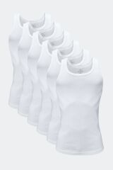 Malabadi Erkek Beyaz 6 Lı Paket %100 Pamuk Ribana Atlet 034-E M - Beyaz