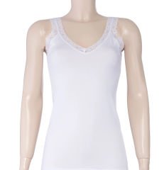 Yıldız Kadın Modal Askıları Dantelli V Yaka Atlet 2260 XL - Beyaz