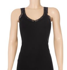 Yıldız Kadın Modal Askıları Dantelli V Yaka Atlet 2260 XXL - Siyah