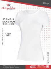 İki Yıldız Kadın Likralı Tişört 931