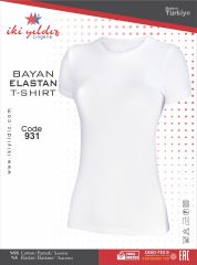 İki Yıldız Kadın Likralı Tişört 931 M - Beyaz