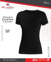 İki Yıldız Kadın Likralı Tişört 931 XL - Siyah