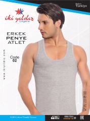 İki Yıldız Erkek Süprem Pamuklu Atlet 02 M - Gri