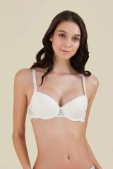 KOM Bridal Dantelli Desteksiz Sütyen 85C - Beyaz