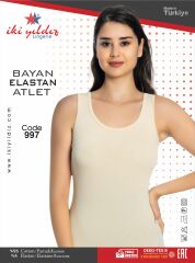 İki Yıldız Kadın Kalın Askılı Likralı Atlet Body 997 S - Ten Rengi