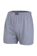 İki Yıldız Erkek Desenli Penye Boxer 12034 XL - Mavi