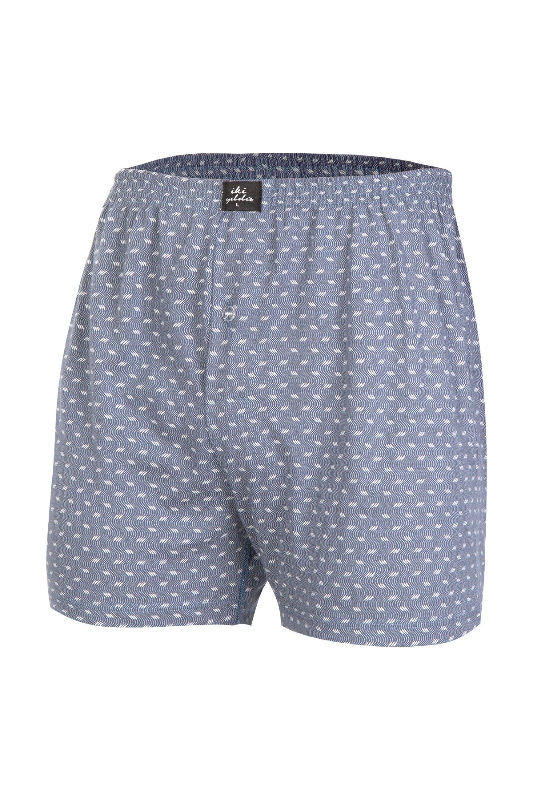 İki Yıldız Erkek Desenli Penye Boxer 12034 XXXL - Mavi