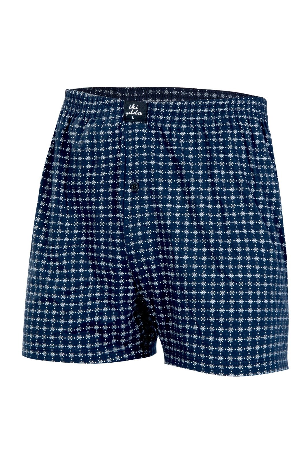 İki Yıldız Erkek Desenli Penye Boxer 12034 XXL - Lacivert-1