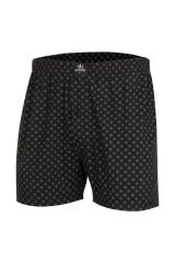 İki Yıldız Erkek Desenli Penye Boxer 12034 M - Siyah