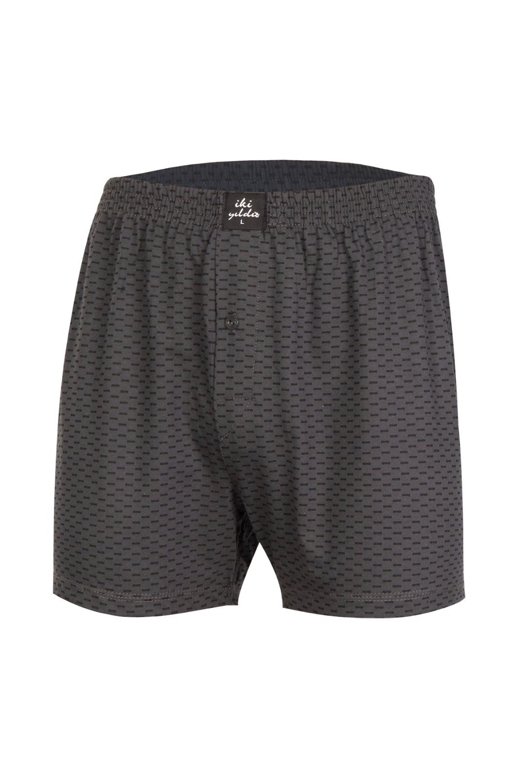 İki Yıldız Erkek Desenli Penye Boxer 12034 L - Antrasit
