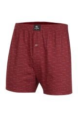 İki Yıldız Erkek Desenli Penye Boxer 12034 XL - Bordo