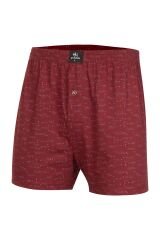 İki Yıldız Erkek Desenli Penye Boxer 12034 XXL - Bordo