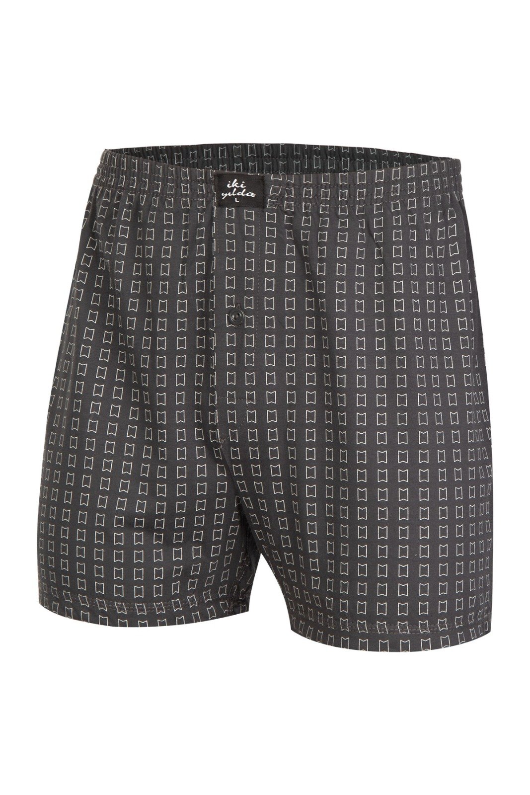 İki Yıldız Erkek Desenli Penye Boxer 12034 M - Antrasit-1