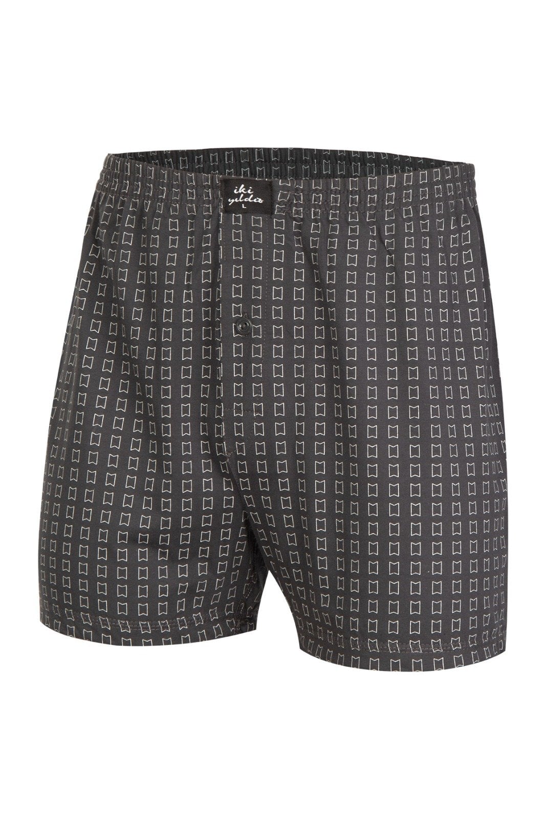 İki Yıldız Erkek Desenli Penye Boxer 12034 XXL - Antrasit-1