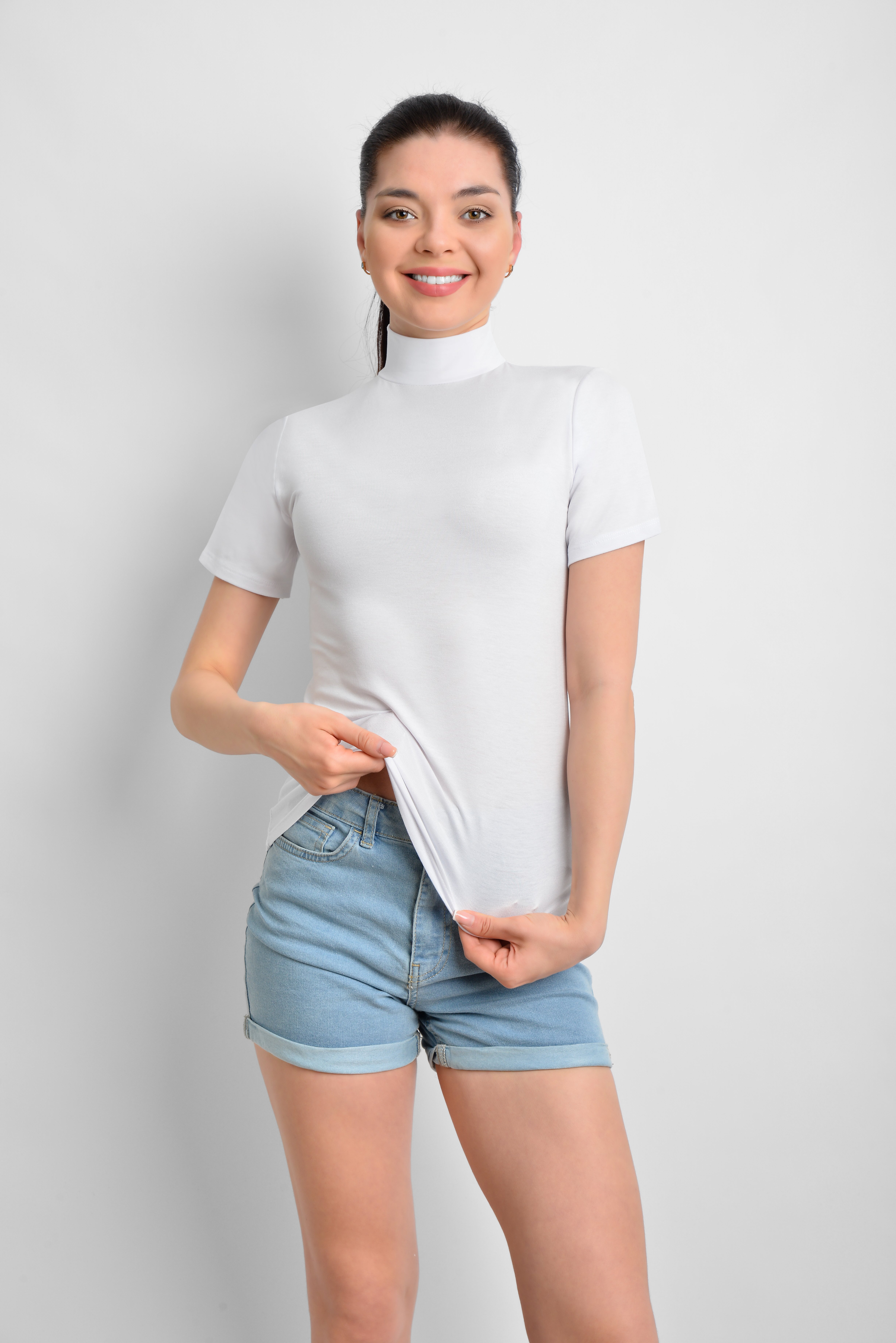 İKİNCİTEN YARIM KOL BOĞAZLI BODY S/M - Beyaz