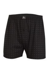 İki Yıldız Erkek Desenli Penye Boxer 12034 XL - Siyah-1