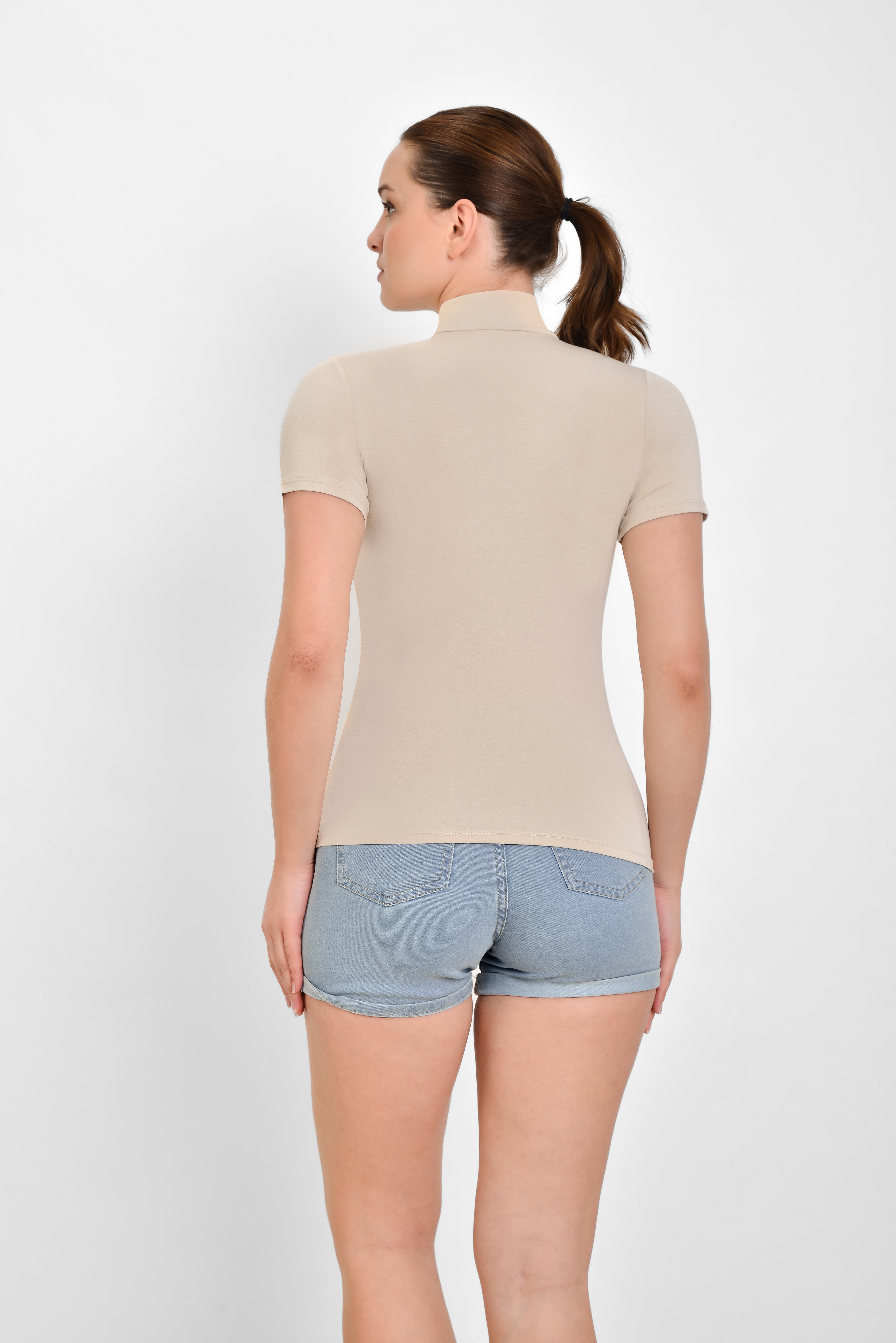 İKİNCİTEN YARIM KOL BOĞAZLI BODY L/XL - Ten Rengi