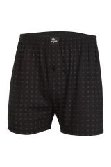 İki Yıldız Erkek Desenli Penye Boxer 12034 3XL - Siyah-1