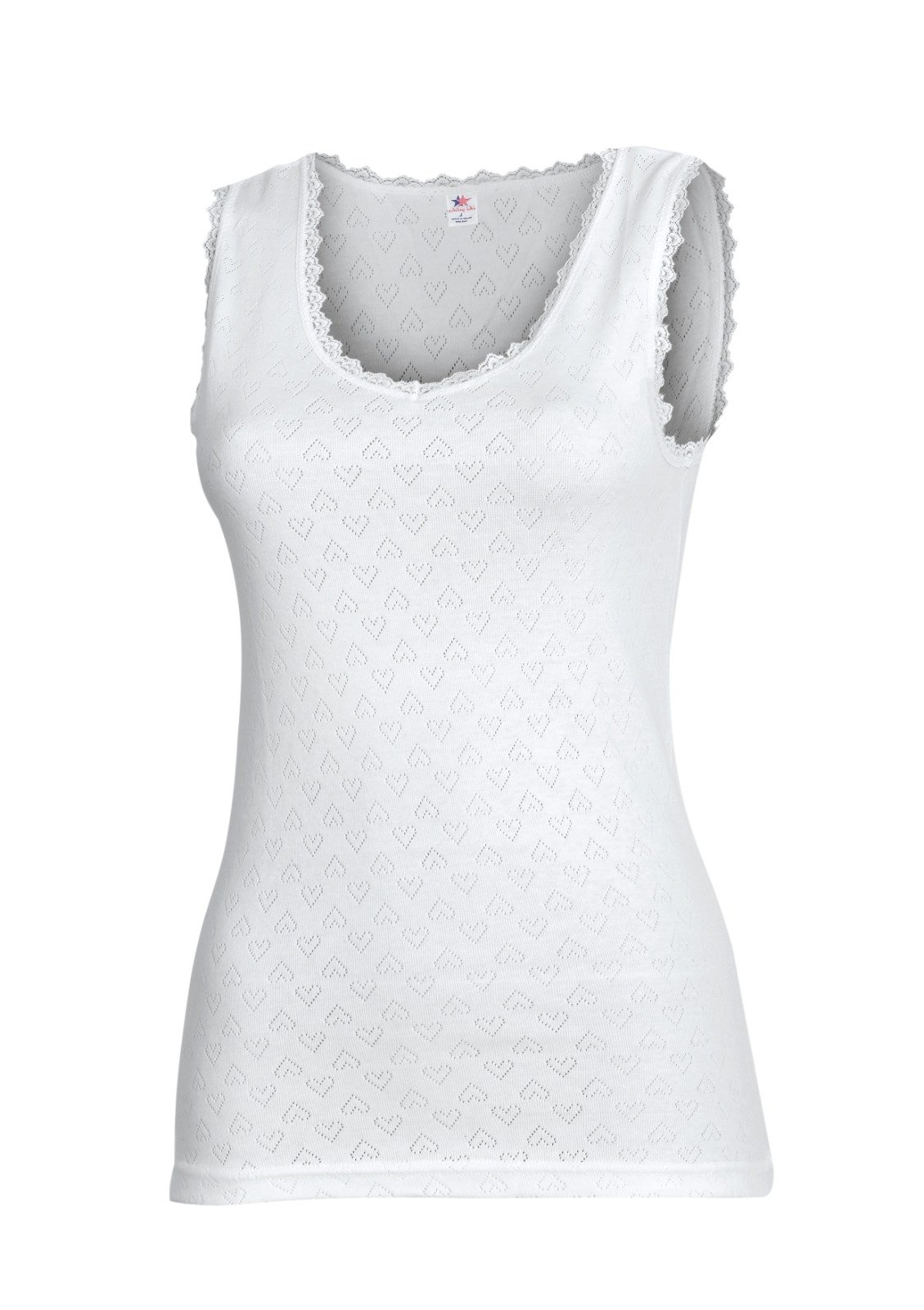 İki Yıldız Kadın Beyaz Kalın Askılı Pamuk Ribana Delikli Atlet 498 XL - Beyaz