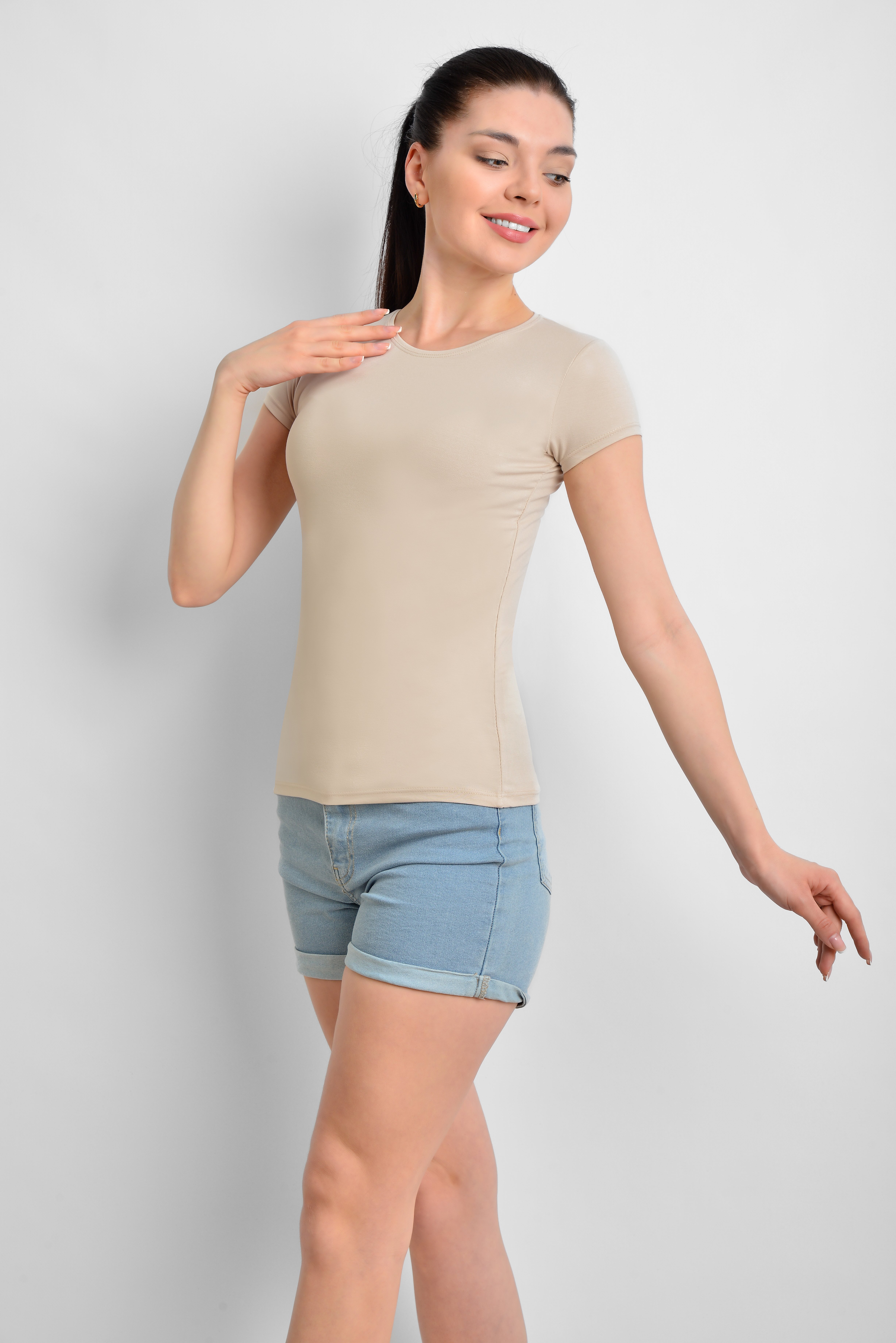 İKİNCİTEN YARIM KOL BİSİKLET YAKA BODY L/XL - Ten Rengi