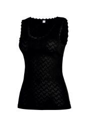 İki Yıldız Kadın Beyaz Kalın Askılı Pamuk Ribana Delikli Atlet 498 XXL - Siyah